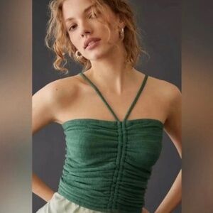 Anthropologie XS Halter Top Green
